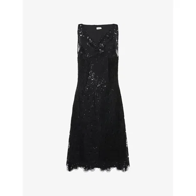 Simkhai Womens Black Delphine Embroidered Woven Midi Dress