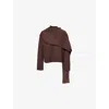 Simkhai Womens Chocolate Elson Round-neck Wool And Cashmere-blend Scarf Jumper Xs In Brown