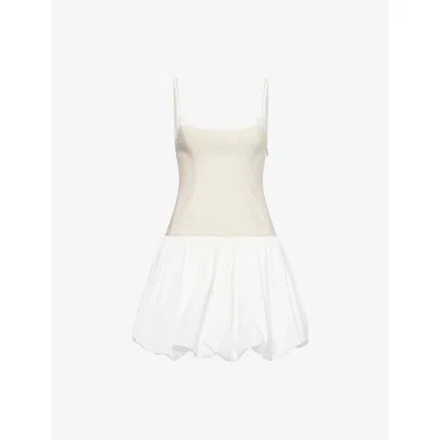 Simkhai Womens Sand Multi Fifi Bubble Linen-cotton Blend Mini Dress In Neutral