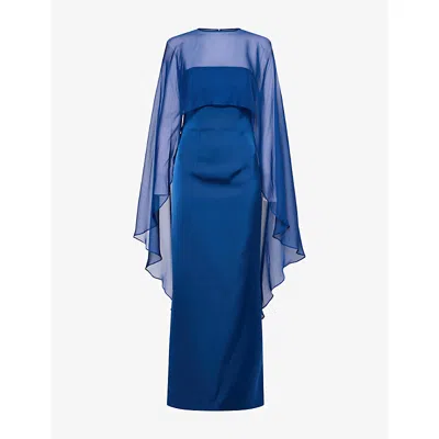 Simkhai Womens  Fiora Satin Organza Cape Gown In Ink