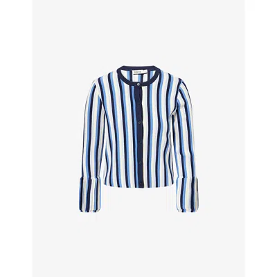Simkhai Womens Cerulean Multi Iris Striped Knitted Jacket