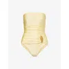 Simkhai Womens Buttercream Lorena Shell Strapless Swimsuit In Yellow