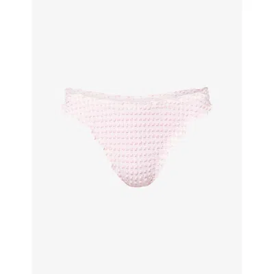 Simkhai Womens Daisy Multi Maelie Ruched Bikini Bottoms In Pink