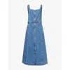 Simkhai Manson Zip-front Denim Midi Dress In Marine Wash