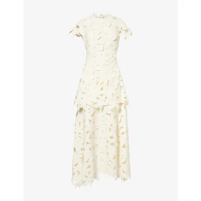 Simkhai Womens Ivory Neve Floral Cut-out Woven Midi Dress In Neutral