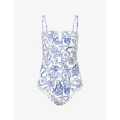 Simkhai Womens Blueberry Multi Ottilie Strapless Swimsuit