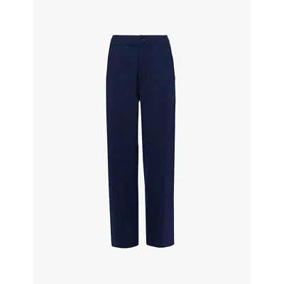 Simkhai Womens Ottis Wide-leg High-rise Wool Trousers Midnight