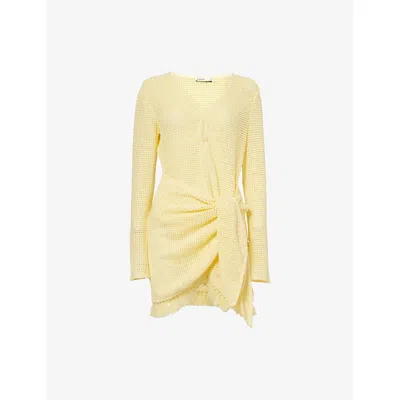 Simkhai Womens  Roux Knitted Cotton-blend Mini Dress In Yellow