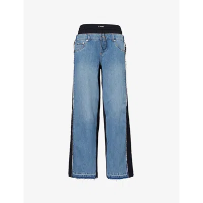 Simkhai Womens Shia Contrast-panel Straight-leg Denim Trousers Malibu Multi
