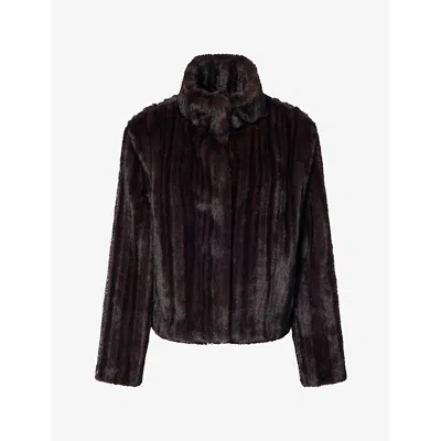 Simkhai Womens  Sudie High-neck Faux Fur Jacket In Dark Chocolate