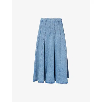 Simkhai Womens Montauk Taylan Panelled Stretch-denim Midi Skirt In Blue