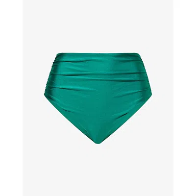 Simkhai Womens  Teya High-rise Ruched Bikini Bottoms In Green