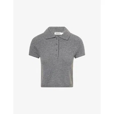 Simkhai Womens Twila Short-sleeve Cashmere Polo Jumper Heather Grey In Gray