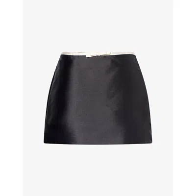 Simkhai Womens  Viana Satin Mini Skirt In Black