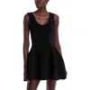 Simkhai Larina Flared Ribbed-knit Mini Dress In Black