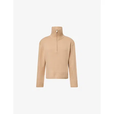 Simkhai Womens Taupe Andes Half-zip Cashmere Jumper Xs In Brown