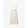 Simkhai Womens White Multi Camden Wrap-front Stretch-linen Blend Midi Dress