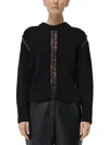 Simkhai Womens Wool Lace Trim Pullover Sweater In Black