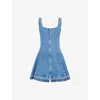 Simkhai Womens  Eleodra Flared Stretch-denim Mini Dress