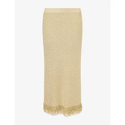 Simkhai Womens Zeni Embellished Metallic Knitted Skirt Gold In Neutral