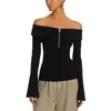 Simkhai Womens Zipper Knit Off The Shoulder In Black