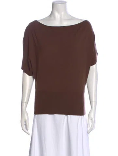 Pre-owned Simkhai Wool Bateau Neckline Top In Brown