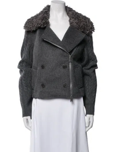 Pre-owned Simkhai Wool Biker Jacket In Grey