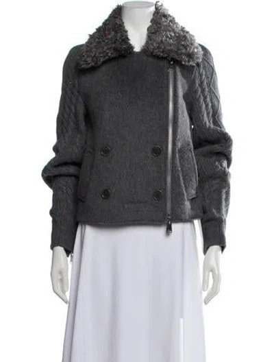 Pre-owned Simkhai Wool Biker Jacket In Grey
