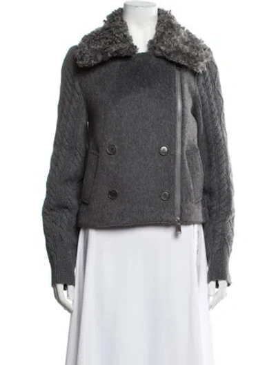 Pre-owned Simkhai Wool Biker Jacket In Grey