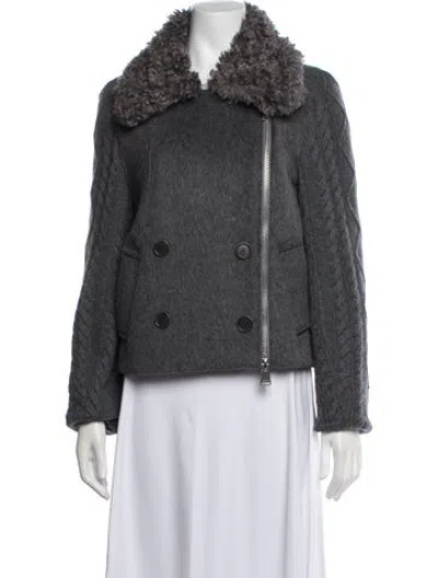 Pre-owned Simkhai Wool Biker Jacket In Grey