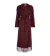 Simkhai Carrie Fringe Wool Wrap Coat In Burgundy