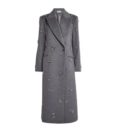 Simkhai Wool-blend Embellished Gianni Coat In Gray