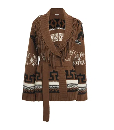 Simkhai Wool-cashmere Jacquard Elwood Cardigan In Brown