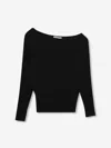 Simkhai Lavina Draped Off-shoulder Sweater In Black In Black