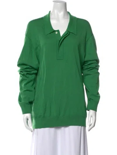 Pre-owned Simkhai Wool Long Sleeve Polo In Green