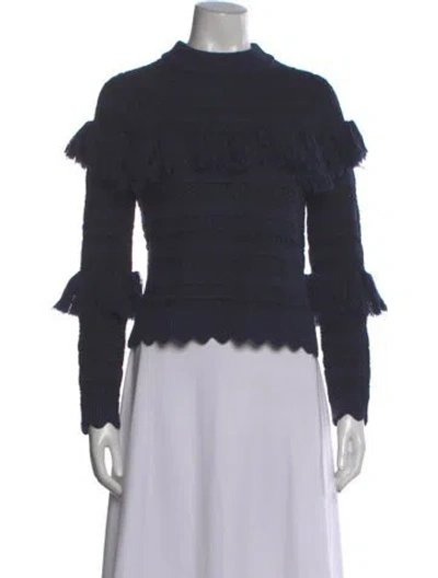 Pre-owned Simkhai Wool Mock Neck Sweater In Blue