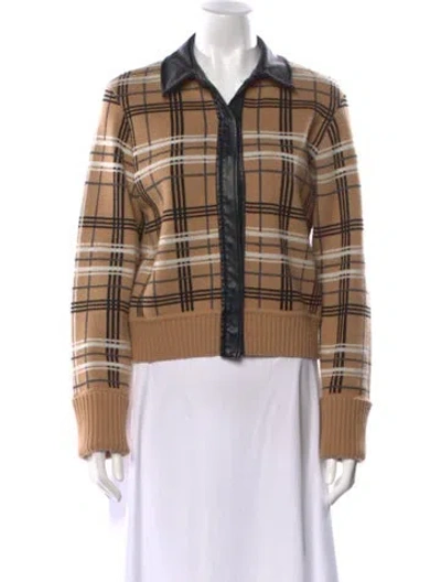 Pre-owned Simkhai Wool Plaid Print Sweater In Brown