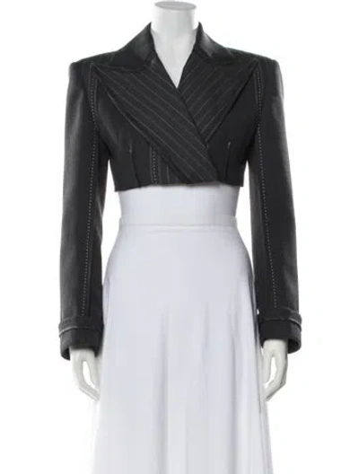 Pre-owned Simkhai Wool Striped Blazer In Gray