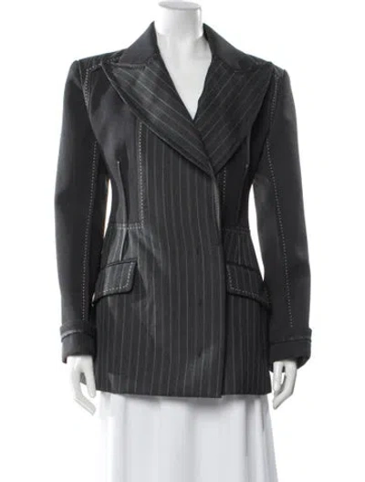 Pre-owned Simkhai Wool Striped Blazer W/ Tags In Gray