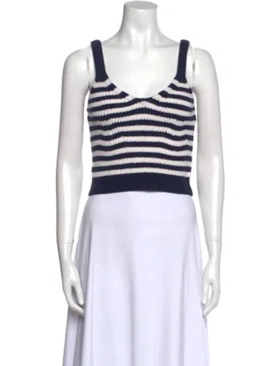Pre-owned Simkhai Wool Striped Crop Top In White