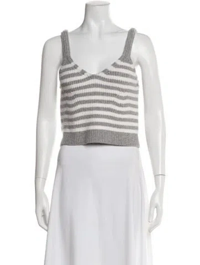 Pre-owned Simkhai Wool Striped Crop Top In White