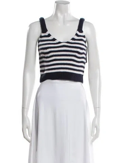 Pre-owned Simkhai Wool Striped Crop Top In White