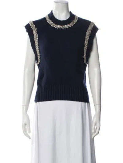 Pre-owned Simkhai Wool Turtleneck Sweater In Blue/white
