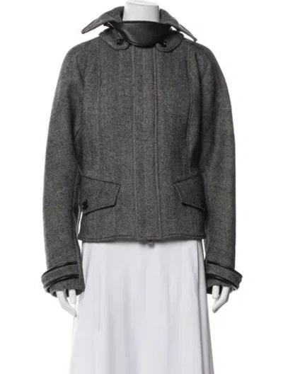 Pre-owned Simkhai Wool Tweed Pattern Coat In Black/grey