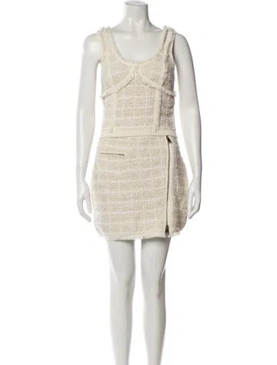 Pre-owned Simkhai Wool Tweed Pattern Skirt Set W/ Tags In Neutral