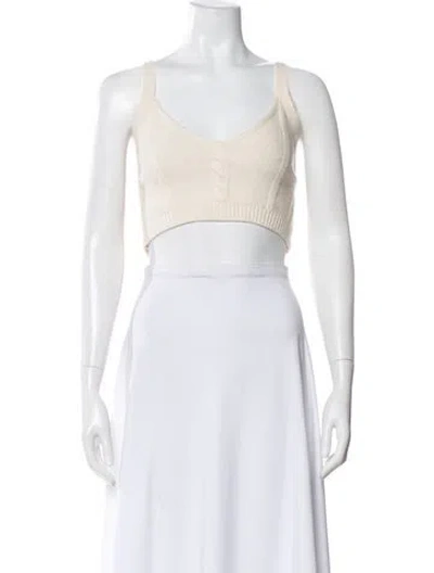 Pre-owned Simkhai Wool V-neck Crop Top In Neutral