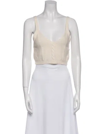 Pre-owned Simkhai Wool V-neck Crop Top In White