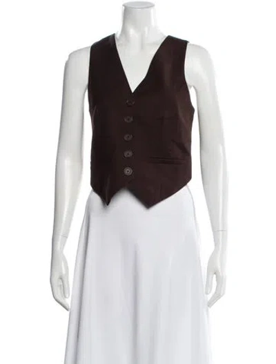 Pre-owned Simkhai Wool V-neck Top In Brown