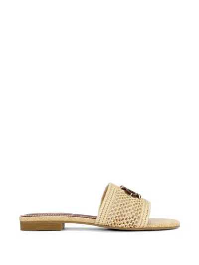 Simkhai Woven Logo Sandals In Brown
