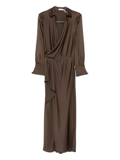 Simkhai Wrap-front Maxi Dress In Brown